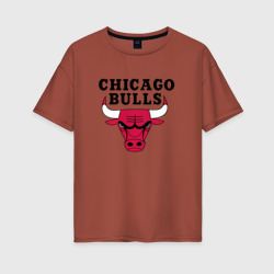 Женская футболка хлопок Oversize Чикаго Буллз