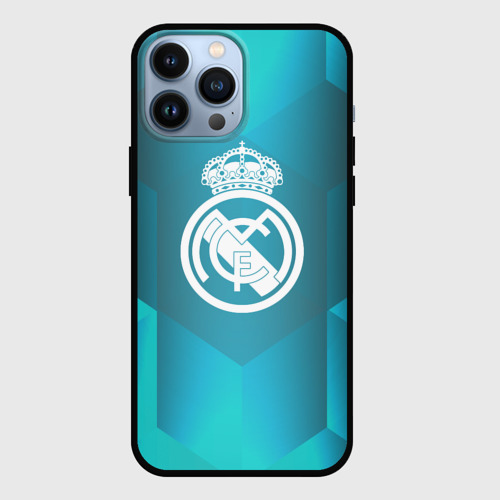 Чехол для iPhone 13 Pro Max с принтом Real Madrid Geometry Sport, вид спереди #2