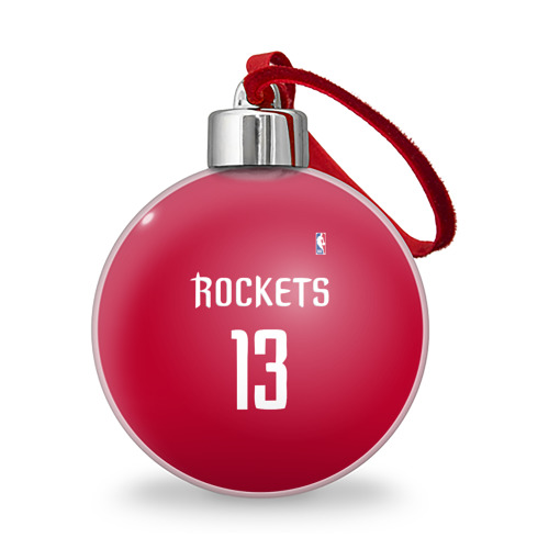 Ёлочный шар с принтом Houston Rockets, вид спереди №1