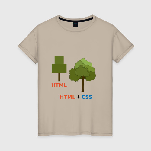 Женская футболка хлопок Веб-дизайнеры HTML + css, цвет миндальный