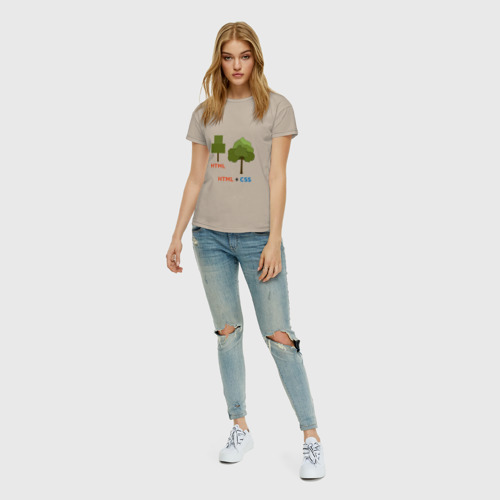 Женская футболка хлопок Веб-дизайнеры HTML + css, цвет миндальный - фото 5