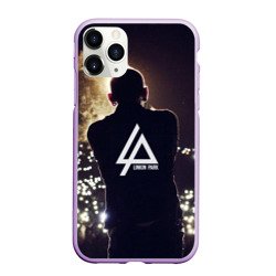 Чехол для iPhone 11 Pro Max матовый Linkin Park - Честер на сцене и огоньки