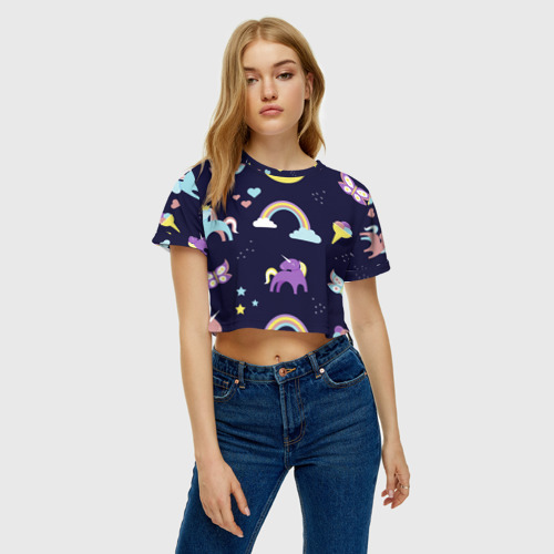 Женская футболка Crop-top 3D Ночные сны, цвет 3D печать - фото 3