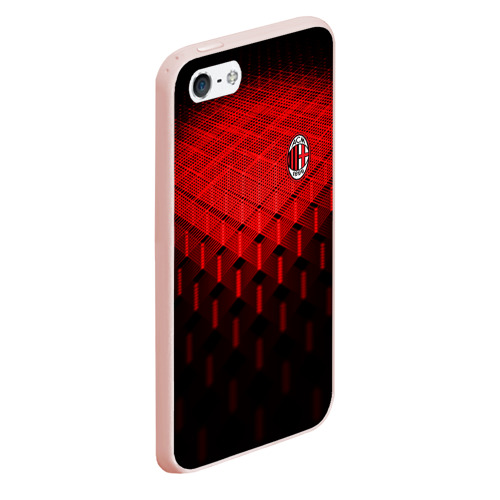 Чехол для iPhone 5/5S матовый AC Milan, цвет светло-розовый - фото 3