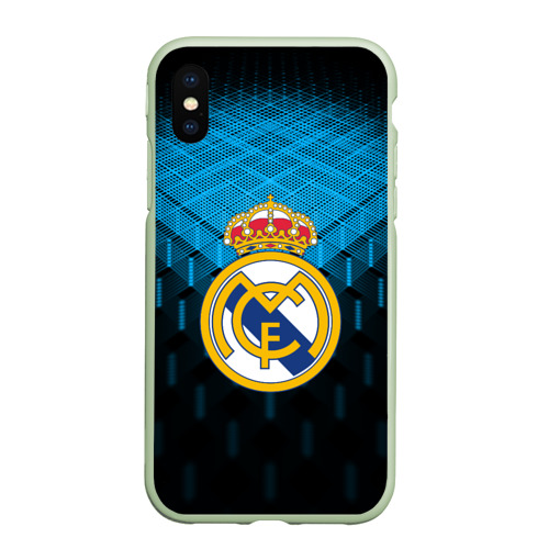 Чехол для iPhone XS Max матовый Реал Мадрид Real Madrid, цвет салатовый