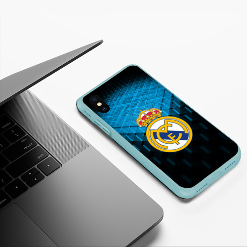 Чехол для iPhone XS Max матовый Реал Мадрид Real Madrid, цвет мятный - фото 5