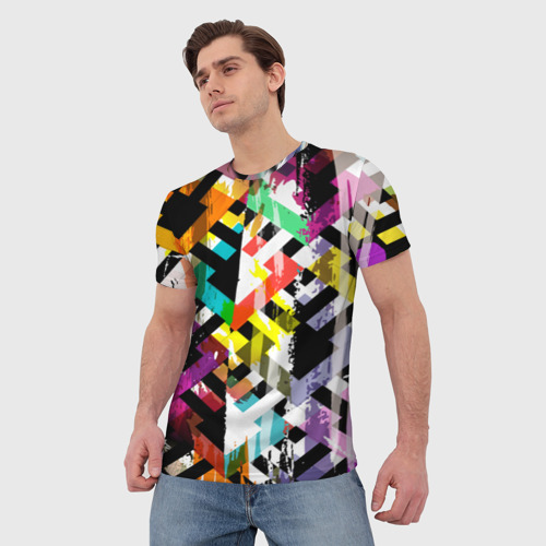 Мужская футболка 3D Геометрия в красках, цвет 3D печать - фото 3