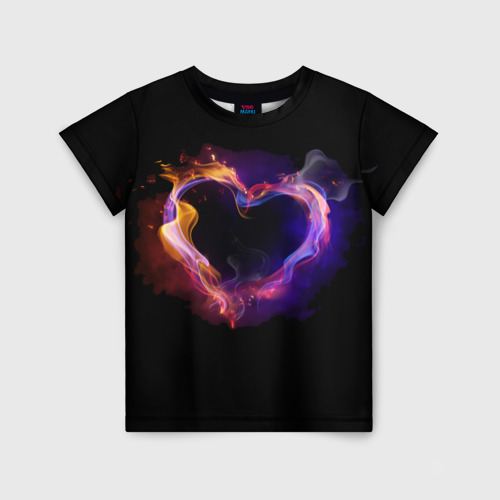 Детская футболка 3D Огненное сердце, цвет 3D печать