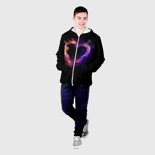 Мужская куртка 3D Огненное сердце, цвет 3D печать - фото 3