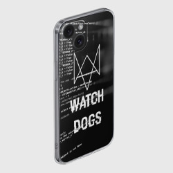 Чехол для iPhone 15 силиконовый с защитой камеры Wath dogs 2 Хакер - фото 2