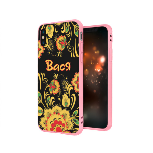 Чехол для Apple iPhone X силиконовый матовый Вася, роспись под хохлому Фото 01 Чехол для Apple iPhone X силиконовый матовый Вася, роспись под хохлому Фото 01