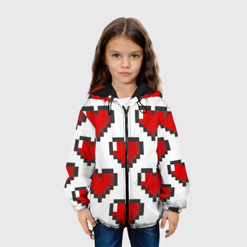 Детская куртка 3D Пиксельные сердечки, цвет черный - фото 4