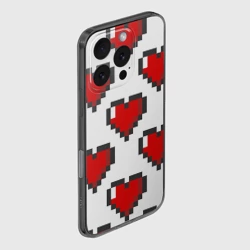 Чехол для iPhone 16 Pro силиконовый с защитой камеры Пиксельные сердечки - фото 2