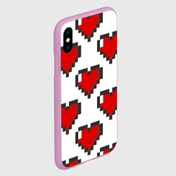 Чехол для iPhone XS Max матовый Пиксельные сердечки - фото 2
