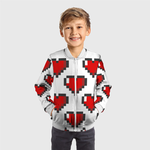 Детский бомбер 3D Пиксельные сердечки - фото 4