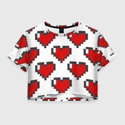 Женская футболка Crop-top 3D Пиксельные сердечки