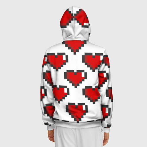 Мужская толстовка 3D на молнии Пиксельные сердечки, цвет белый - фото 4