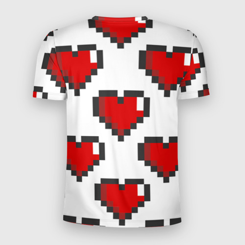 Мужская футболка 3D Slim Пиксельные сердечки, цвет 3D печать - фото 2