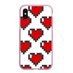 Чехол для iPhone XS Max матовый Пиксельные сердечки