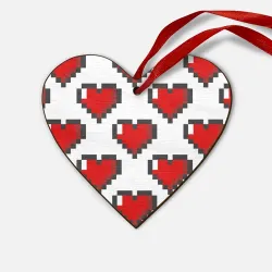 Деревянная игрушка Сердце Пиксельные сердечки