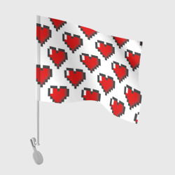 Флаг для автомобиля Пиксельные сердечки