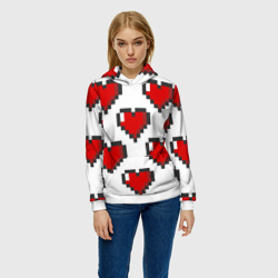 Женская толстовка 3D Пиксельные сердечки - фото 2