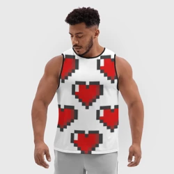 Мужская спортивная майка 3D Пиксельные сердечки - фото 2