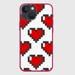 Чехол для iPhone 13 mini Пиксельные сердечки