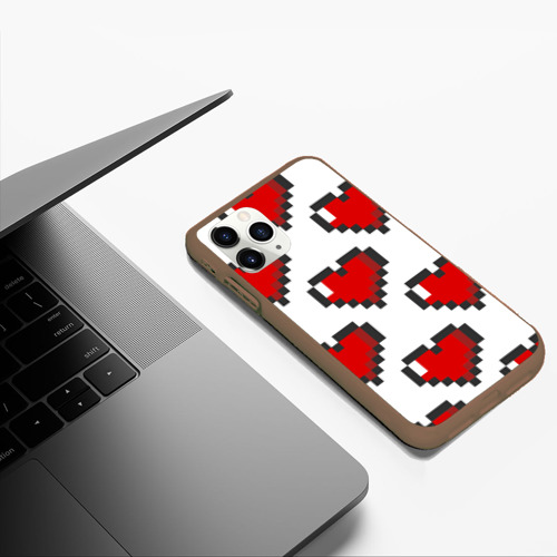 Чехол для iPhone 11 Pro Max матовый Пиксельные сердечки, цвет коричневый - фото 5