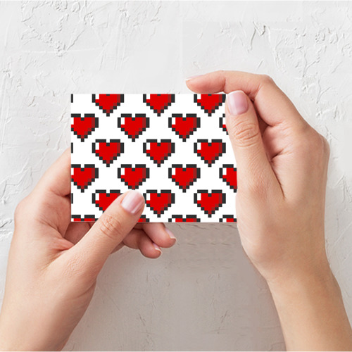 Поздравительная открытка Пиксельные сердечки, цвет белый - фото 3