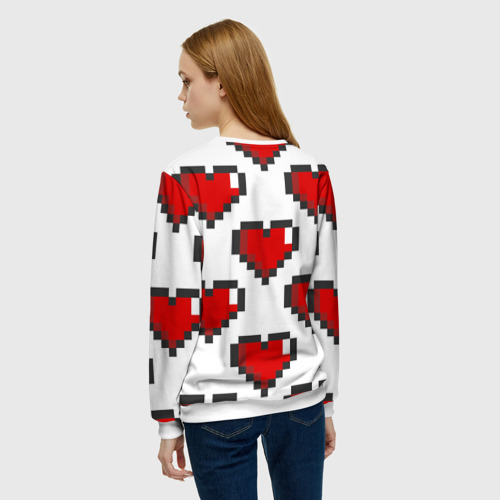 Женский свитшот 3D Пиксельные сердечки, цвет 3D печать - фото 4