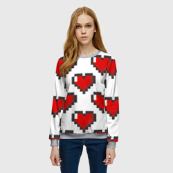 Женский свитшот 3D Пиксельные сердечки - фото 2