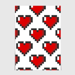 Постер Пиксельные сердечки