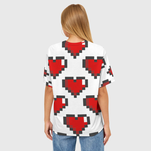 Женская футболка oversize 3D Пиксельные сердечки, цвет 3D печать - фото 4