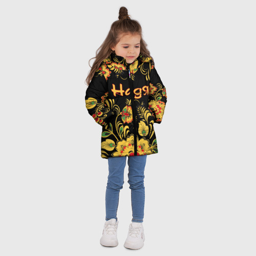 Зимняя куртка для девочек 3D Надя, роспись под хохлому, цвет красный - фото 5
