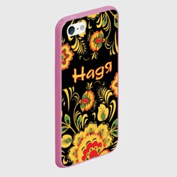 Чехол для iPhone 5/5S матовый Надя, роспись под хохлому - фото 2