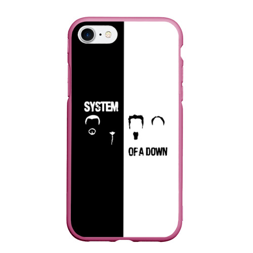 Чехол для iPhone 7/8 матовый System of a Down, цвет малиновый
