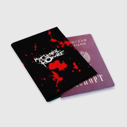 Обложка для паспорта матовая кожа My Chemical Romance, цвет бирюзовый - фото 3