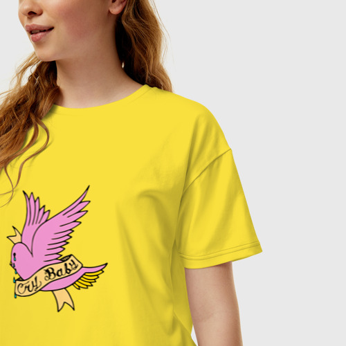 Женская футболка хлопок Oversize CryBaby, цвет желтый - фото 3