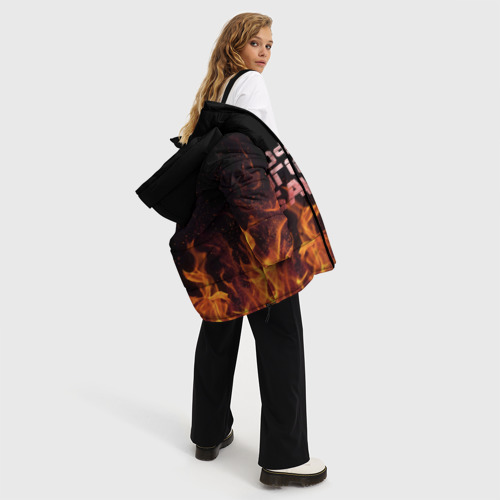 Женская зимняя куртка Oversize Софья огонь баба, цвет черный - фото 5