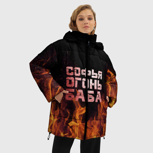 Женская зимняя куртка Oversize Софья огонь баба, цвет черный - фото 3