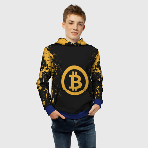 Детская толстовка 3D Биткоин bitcoin, цвет синий - фото 6