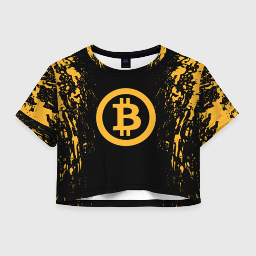 Женская футболка Crop-top 3D Биткоин bitcoin, цвет 3D печать