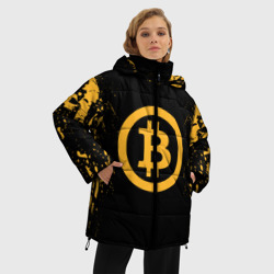 Женская зимняя куртка Oversize Биткоин bitcoin - фото 2