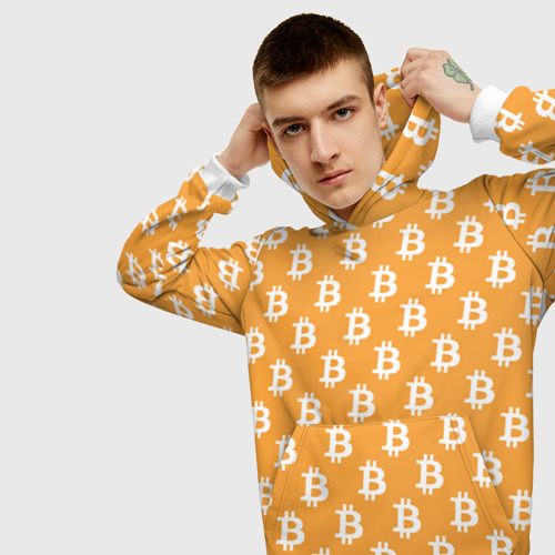 Мужская толстовка 3D Bitcoin, цвет белый - фото 5