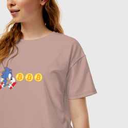 Женская футболка хлопок Oversize Соник - фото 2