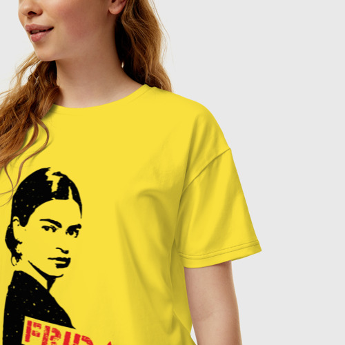 Женская футболка хлопок Oversize Фрида Кало, цвет желтый - фото 3