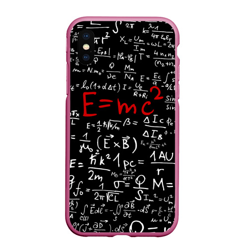 Чехол для iPhone XS Max матовый Формулы E=mc2, цвет малиновый