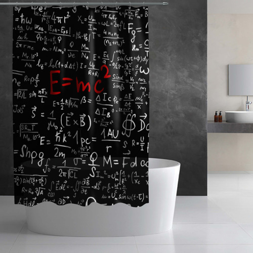 Штора 3D для ванной Формулы E=mc2 - фото 3