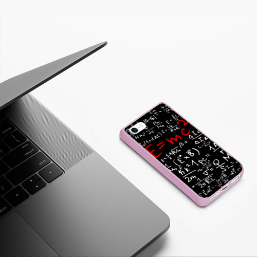 Чехол для iPhone 5/5S матовый Формулы E=mc2, цвет розовый - фото 5